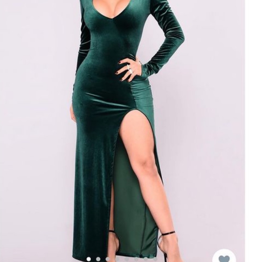 Green velvet dress